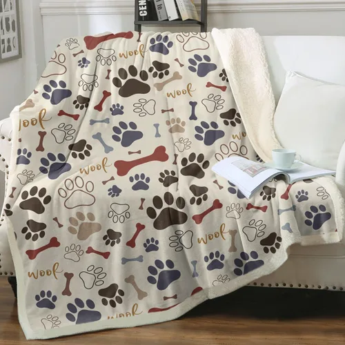 Vista 15 de Manta de sherpa de retazos de perro de peluche otoñal, acogedora manta de otoño con bonito estilo colcha de cachorro, manta cálida y suave