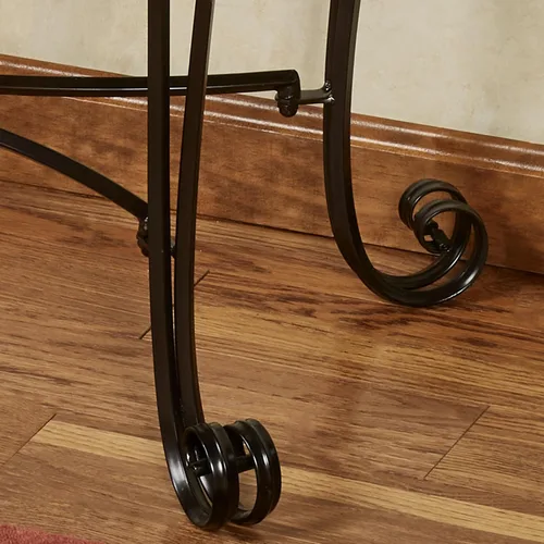 Vista 5 de Touch of Class Charleston Mesa consola calada ornamentada de bronce Madera y metal Patas de desplazamiento Mesas de estilo elegante