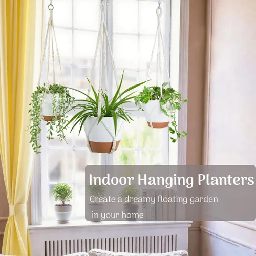 Vista 16 de Paquete de 3 macetas colgantes grandes para plantas de interior con Negro