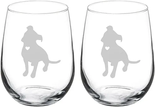 Vista 3 de MIP Copa de vino Pitbull lindo con corazón (17 oz sin tallo)