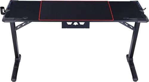 Vista 11 de Homes: Inside + Out Kindira - Escritorio moderno de acero para juegos con puertos USB, alfombrilla de mouse de PC y portavasos giratorio