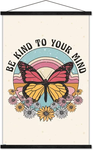 Vista 7 de Trends International Póster de pared Be Kind to Your Mind, 14.725 x 22.375 pulgadas, versión enmarcada de madera de granero