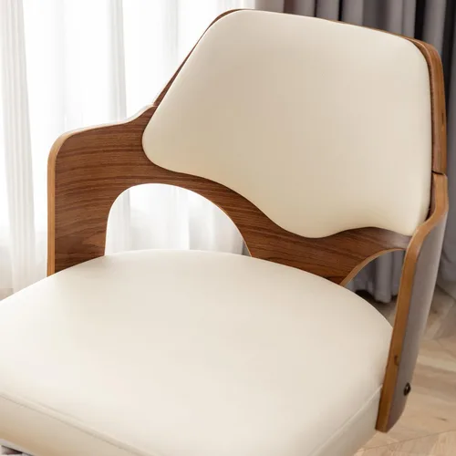 Vista 7 de MEKLIBA Juego de 2 taburetes de bar giratorios de altura de mostrador, silla de bar tapizada con patas de bambú, taburetes de mostrador con respaldo