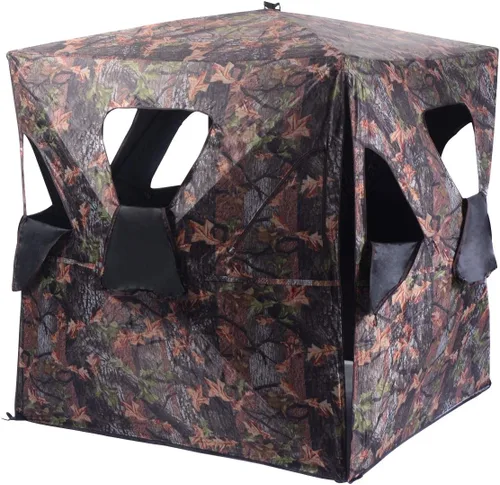 Vista 9 de Tangkula Persiana desplegable para 3 personas, persiana portátil de caza con ventanas de malla, bolsa de transporte y estacas de tierra, tienda