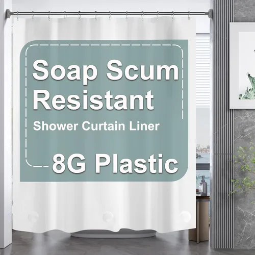 Vista 19 de AmazerBath Cortina de ducha larga de 36 x 84 pulgadas, cortina de ducha transparente de PEVA grueso resistente, cortina estrecha con 2 piedras