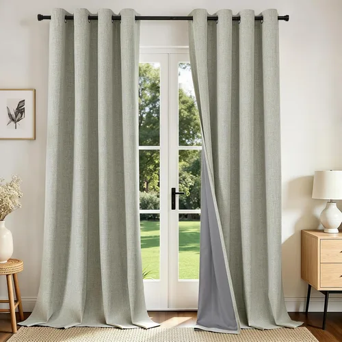 Vista 19 de Joydeco Cortinas opacas de 84 pulgadas de largo, 2 paneles burg, cortinas de oscurecimiento de habitación para dormitorio, cortinas térmicas Negro