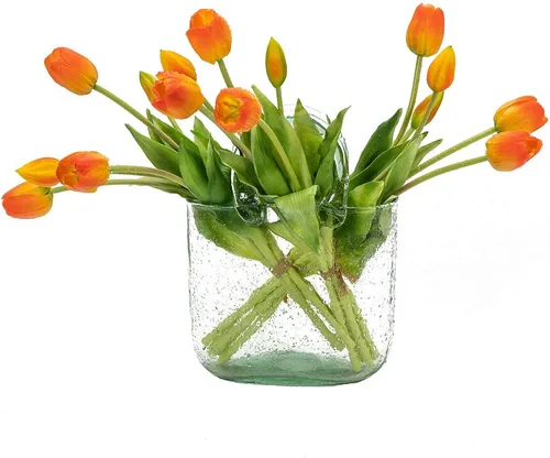 Vista 16 de DUYONE 15 flores de tulipanes artificiales, ramo de látex de tacto real, tulipanes falsos para oficina, boda, fiesta, hogar, cocina, jardín