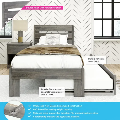 Vista 3 de Max & Lily Cama individual moderna de granja con cabecera de tablones y nido, madera flotante Driftwood