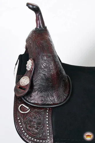 Vista 5 de HILASON Western Horse Treeless Trail Barrel Saddle American Leather Tan Horse Saddle Western Saddle Treeless Saddle Saddle for Horses