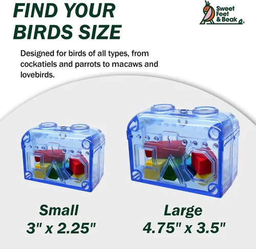 Vista 3 de Sweet Feet and Beak Cofre del tesoro grande o pequeño, juguete perfecto para jaula de pájaros, colorido, seguro, fácil de instalar, lavable