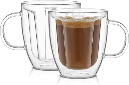 Vista 7 de JoyJolt Disney - Juego de 2 tazas de vidrio 3D de Mickey Mouse, tazas de café de vidrio de doble pared aisladas de 10 onzas con diseño 3D, juego