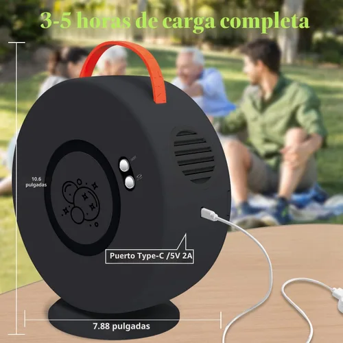 Vista 4 de Bubble Machine for Kids and Toddlers, 360° Bubble Blower for Outdoor Play Negro