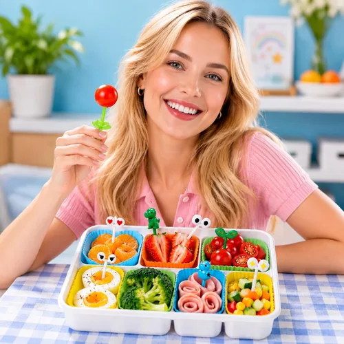 Vista 2 de XANGNIER 104 divisores de silicona para lonchera con palillos de alimentos, accesorios reutilizables para lonchera, accesorios de suministros