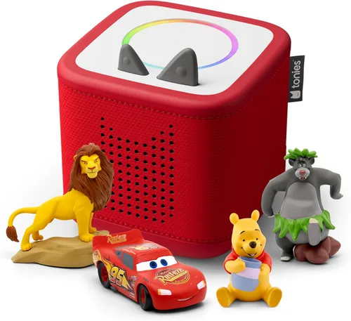 Vista 10 de Toniebox 2 Audio Player Disney Bundle for Kids 3+ with Lightning McQueen, Simba, Winnie The Pooh, and Baloo - Sky Blue Azul cielo
