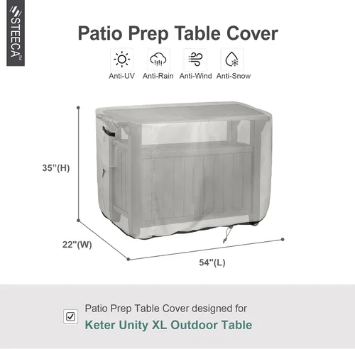 Vista 2 de Keter Unity XL - Funda para mesa portátil de 52 pulgadas, impermeable, resistente a la intemperie, para barbacoa, parrilla, 54 pulgadas de largo x
