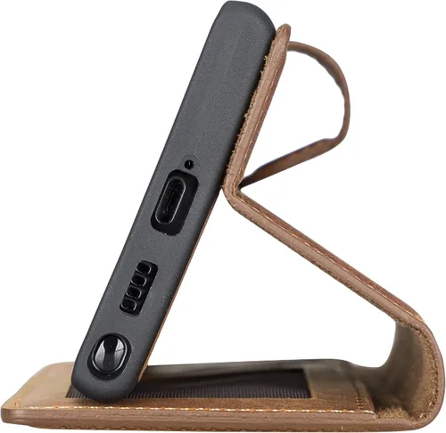 Vista 9 de Bayelon Funda tipo cartera compatible con Galaxy S22 Ultra, funda de cuero de grano completo, cartera desmontable para teléfono, funda magnética