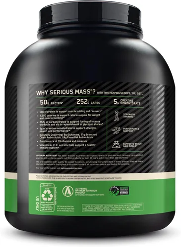 Vista 8 de Proteína para ganar peso Serious Mass Gainer de Optimum Nutrition, 1054620, Banana, 1, 1