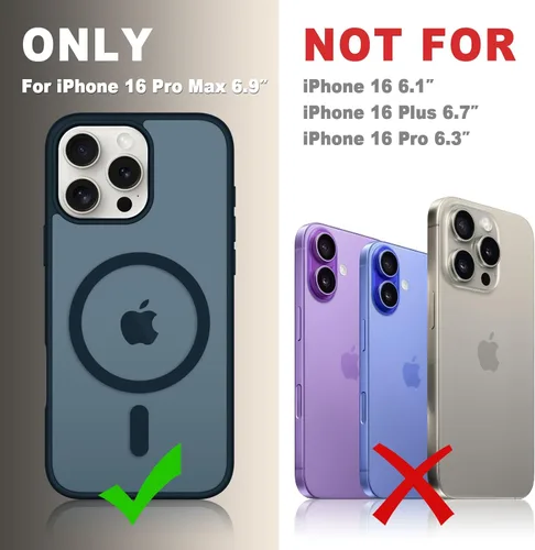 Vista 1638 de Funda para Google Pixel 10 Pro XL, cubierta magnética mate, color negro Fit for MagSafe, Screen Protector included, Shockproof Military Grade