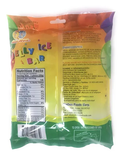 Vista 4 de 2 paquetes de caramelos de gelatina de fruta, 1 barra de hielo de gelatina y 1 caramelo en forma de gelatina, paquete de 2