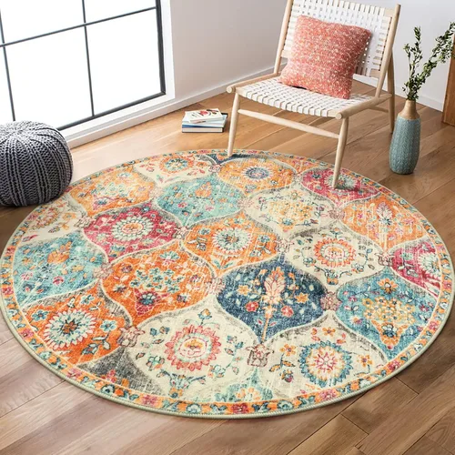 Vista 50 de Lahome - Alfombra marroquí antideslizante y lavable, pequeña alfombra oriental para dormitorio, cocina, entrada, baño, entrada, 61 x 91 cm, crema