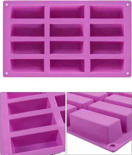 Vista 7 de Palksky Paquete de 2 moldes rectangulares de silicona estrechos de 12 cavidades medias/moldes/moldes de barras de proteínas/barras energéticas