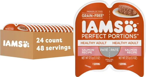 Vista 15 de IAMS Perfect Portions - Paté de comida húmeda para gatos adultos saludables, sin granos, receta de pollo, 2.6 onzas, bandejas gemelas fáciles