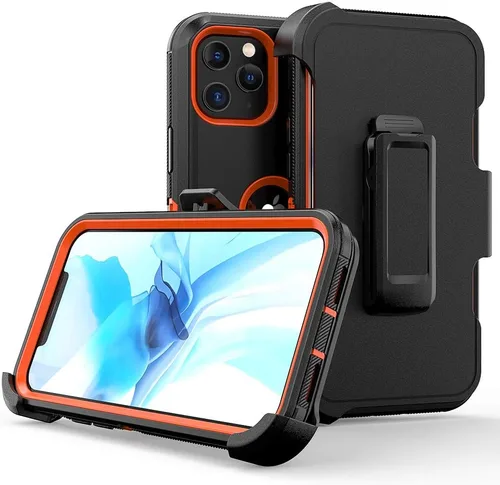 Vista 10 de Funda de teléfono para iPhone 12 Pro Max, resistente, resistente a prueba de golpes, funda protectora con clip para cinturón para Apple iPhone 12