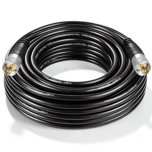 Vista 22 de Cable coaxial RG8x, Cable coaxial CB, 1 pie UHF PL259 Macho a Macho Cables de antena CB de baja pérdida, 50 ohmios para radio HAM, analizador