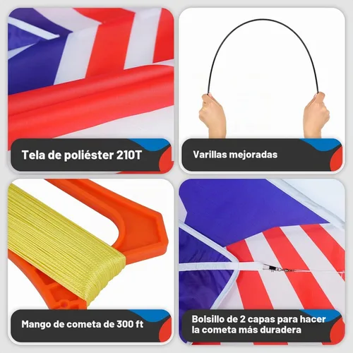 Vista 3 de Cometa Delta grande para niños y adultos, cometas arcoíris fáciles de volar, cometa de playa multifuncional duradera, línea de vuelo sin enredos