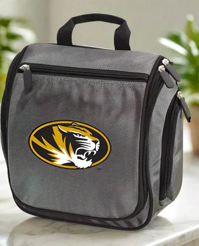 Vista 2 de Bolsas de aseo de la Universidad de Missouri o kit de afeitado Mizzou para hombres, bolsa de viaje colgante para la noche, Gris, Organizador