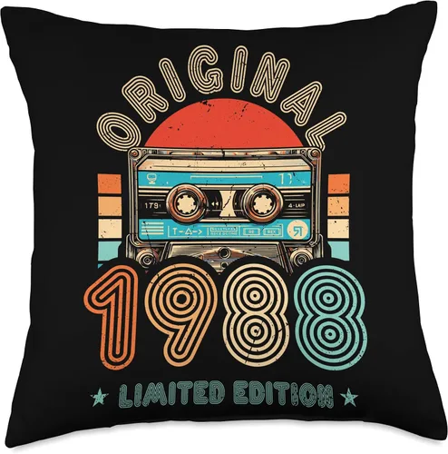 Vista 4 de Retro Edición Limitada 1988 Cassette Cinta 36 Cumpleaños Almohada
