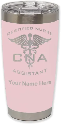 Vista 14 de LaserGram Vaso aislado al vacío de 20 onzas, asistente de enfermera certificada por CNA, grabado personalizado incluido (negro)