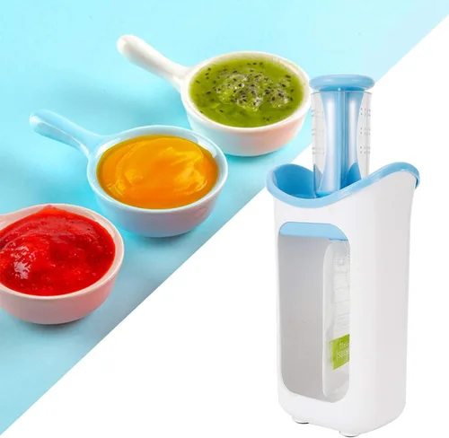 Vista 6 de Oumefar Exprimidor de puré de frutas con 10 bolsas de compresión DIY Squeeze Station para alimentos (azul)