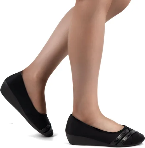 Vista 6 de MUSSHOE Tacones de cuña para mujer, punta redonda, cómodos, elegantes, de tacón bajo