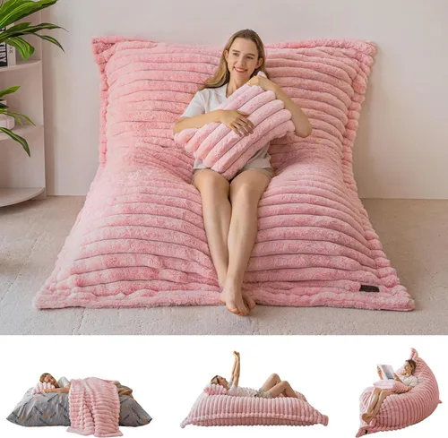 Vista 21 de MAXYOYO Puf gigante con almohada, silla convertible 3 en 1 Gris ceniza
