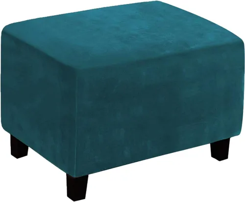 Vista 12 de Funda otomana, fundas otomanas de terciopelo rectangular y elásticas para taburete de pie para sala de estar, protector de muebles de almacenamiento