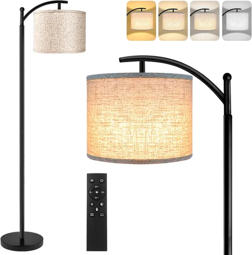 Vista 10 de Rottogoon - Lámpara de pie para sala de estar, lámpara de pie LED con 2 pantallas para dormitorio, incluye bombilla LED de 9 W - Negro Sombra