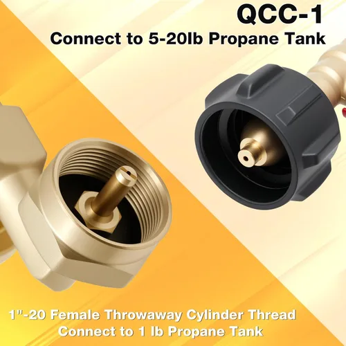 Vista 2 de Adaptador de recarga de propano, llena botellas de 1 libra de tanque de 20 libras, adaptador de recarga de propano convertidor con indicador