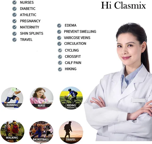 Vista 7 de Calcetines de compresión médicos graduados para mujeres y hombres 20-30 mmhg calcetines altos hasta la rodilla