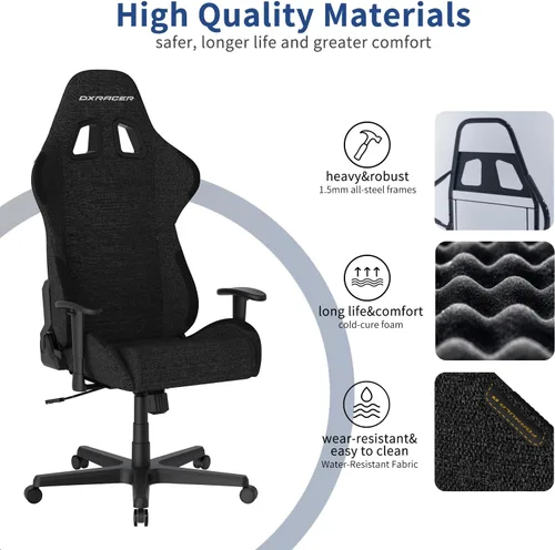 Vista 4 de DXRacer Formula - Silla ergonómica para computadora y videojuegos, reposacabezas de espuma viscoelástica, soporte lumbar, tela resistente al agua