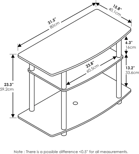 Vista 3 de Furinno Turn-N-Tube Soporte de TV de 3 niveles (32") y mesa de centro