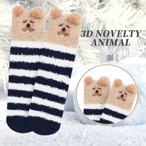 Vista 3 de Calcetines mullidos para hombre, unisex, lindos animales, acogedores, divertidos, esponjosos, cálidos, de invierno, de felpa, para dormir, regalos