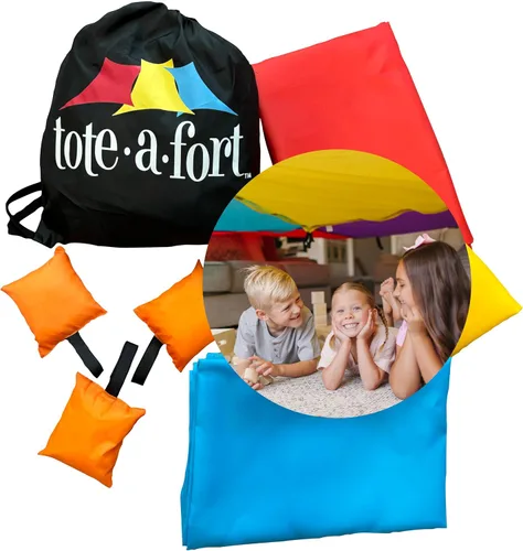 Vista 8 de Tote a Fort - Kit de construcción de fortaleza de manta de camuflaje para niños, juguete de 4 mantas TOTEAFORT, haz una casa de juegos portátil