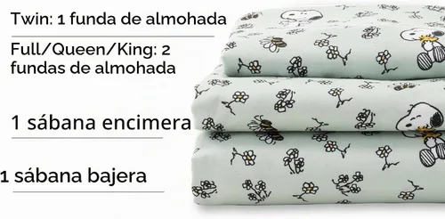 Vista 7 de Berkshire Peanuts® - Juego de sábanas tamaño individual, 3 piezas, diseño de personajes lindos Snoopy de microfibra suave, mini Snoopy y Woodstock