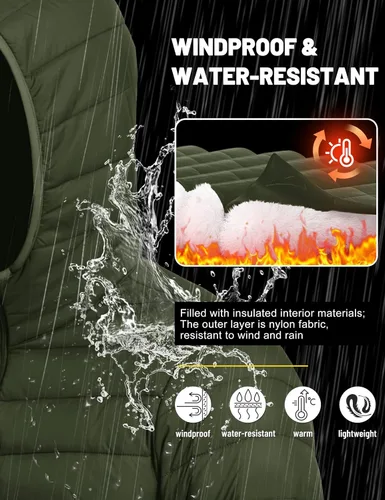 Vista 4 de TACVASEN Chaqueta Puffer Ligera para Hombre con Capucha Resistente al Agua a Prueba de Viento Chaqueta Aislante Acolchada con Forro Abrigos