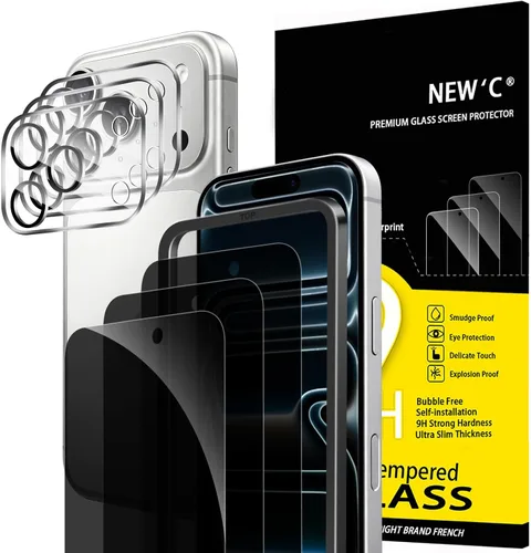 Vista 16 de NEW'C 3x Privacy Screen Protector for iPhone Air (6.5 inches)+ 3x Camera Lens Protector, Sensor Protection, Case Friendly Tempered Glass Film, Ultra
