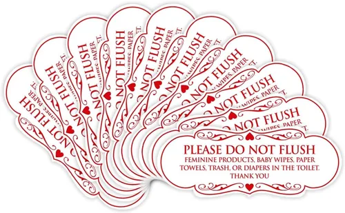 Vista 13 de Signs ByLITA Designer Please Do Not Flush Etiqutte Letrero (negro) - Pequeño 1 paquete