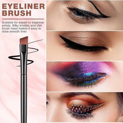 Vista 5 de Gerrii 100 cepillos desechables en ángulo para cejas, cepillo delineador de ojos, cepillos de ángulo desechables, pinceles de tintado para mujeres
