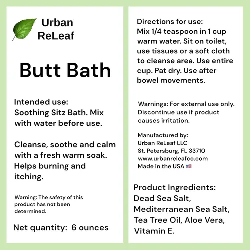 Vista 5 de Urban ReLeaf - Baño trasero de 6 onzas, bolsa de baño de Sitz Sea Salt Soak Hemorroides, fisuras y puntadas, ayuda a picar y ardor, limpiar