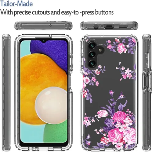 Vista 5 de Funda para Galaxy A13 5G, para Samsung A13 5G con protector de pantalla de vidrio templado, suave 360 cuerpo completo, a prueba de golpes, híbrida